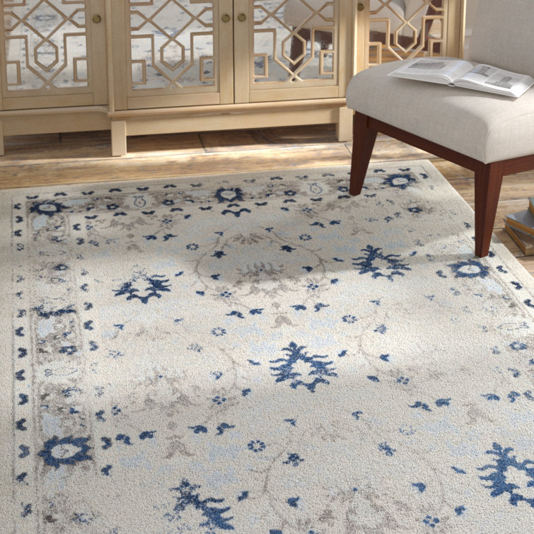 Ophelia & Co. Maleisha Floral Taupe/Navy Area Rug & Reviews Wayfair.ca